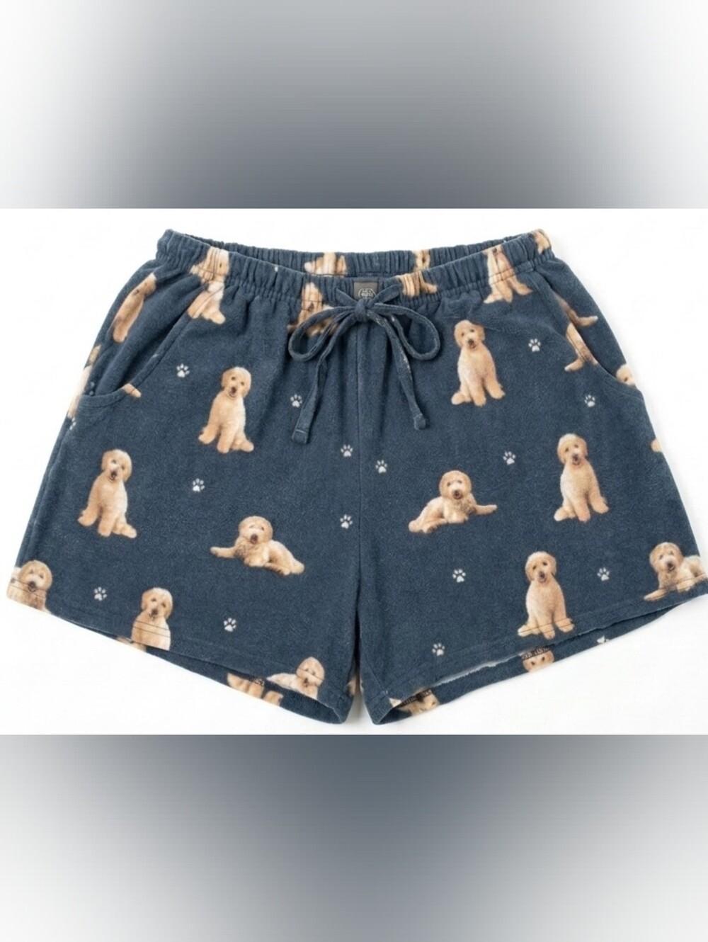 Cozy Navy Puppy Print Fleece Lounge Shorts
